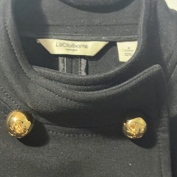 Vintage Liz Claiborne Double-Breasted Sweater – Black with Gold Buttons – Small - Picture 6 of 7